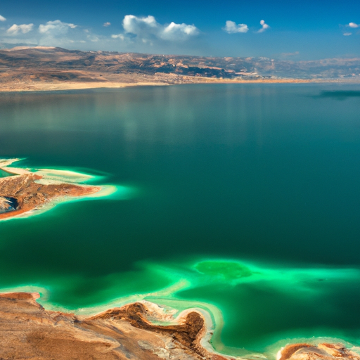 A serene image of the turquoise waters of the Dead Sea with the desert landscape in the background.