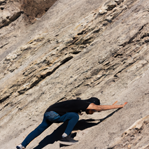 תמונה של אדם מנסה לטפס על גבעה תלולה, המייצגת את המאבק בלהיות תקוע בתלם החיים